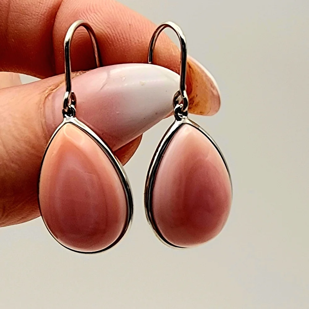 Sterling Silver Pink Teardrop Dangle Earrings
